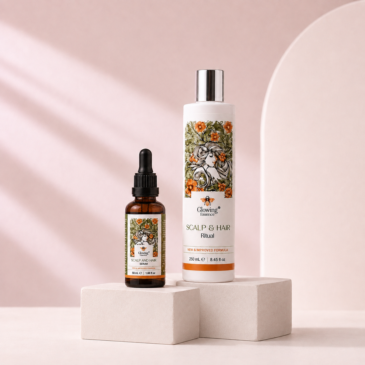 Серум и шампоан Glowing Essence за растеж и плътност на косата